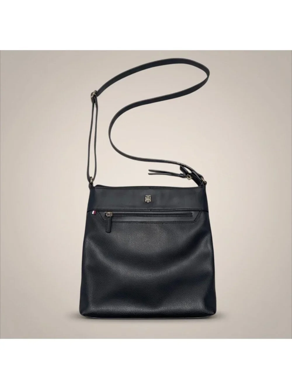 Tommy Hilfiger Black Crossbody Bag With Adjustable Strap gold logo - Picture 1 of 16